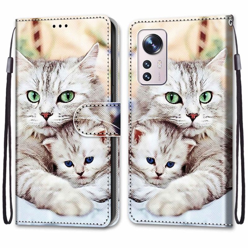 Custodia in pelle Xiaomi 12 / 12X Famiglia Di Gatti Strappy
