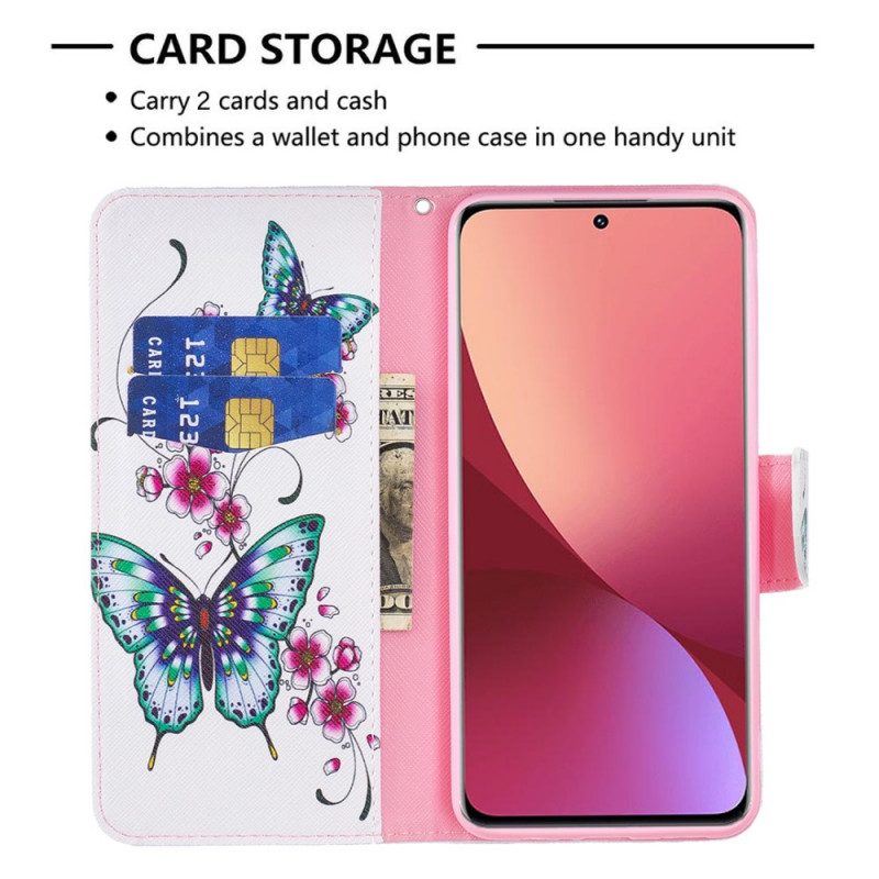 Custodia in pelle Xiaomi 12 / 12X Farfalle