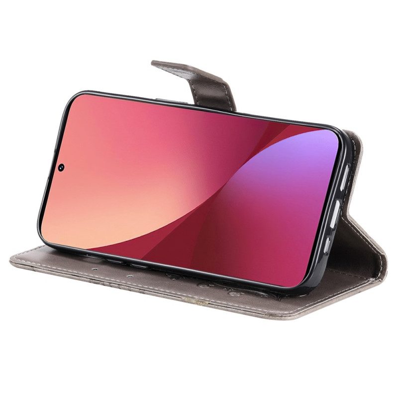 Custodia in pelle Xiaomi 12 / 12X Farfalle Con Cinturino Gigante