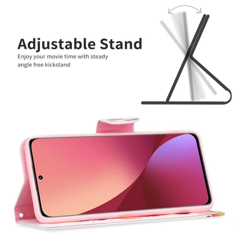 Custodia in pelle Xiaomi 12 / 12X Farfalle E Fiori Dipinti