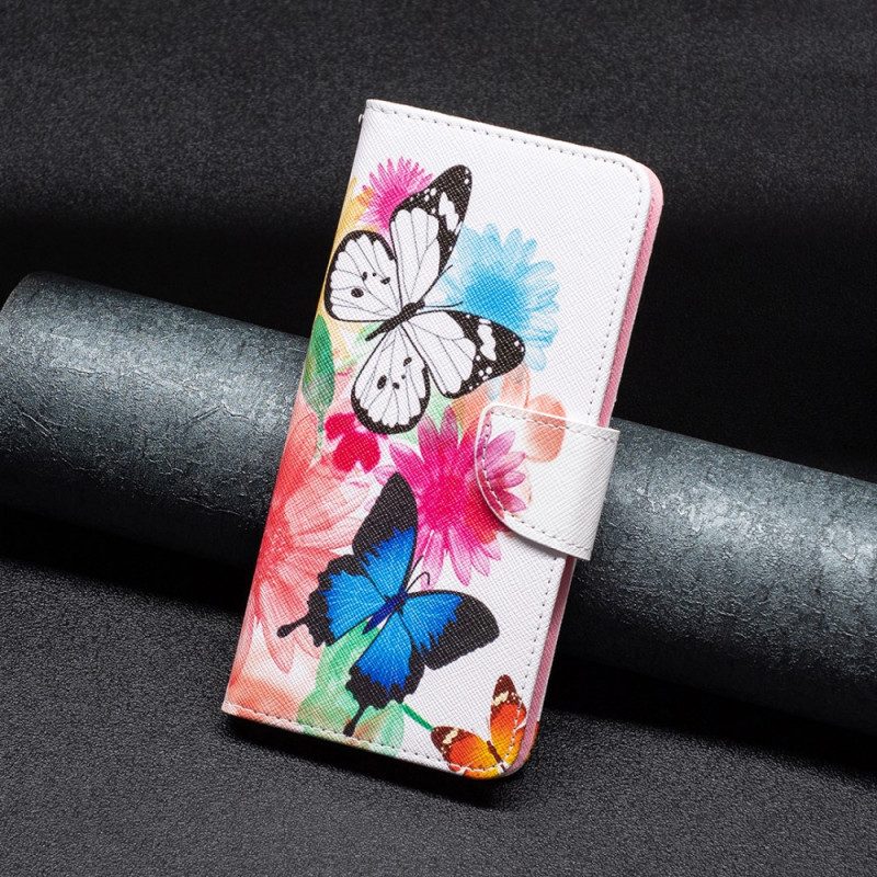 Custodia in pelle Xiaomi 12 / 12X Farfalle E Fiori Dipinti