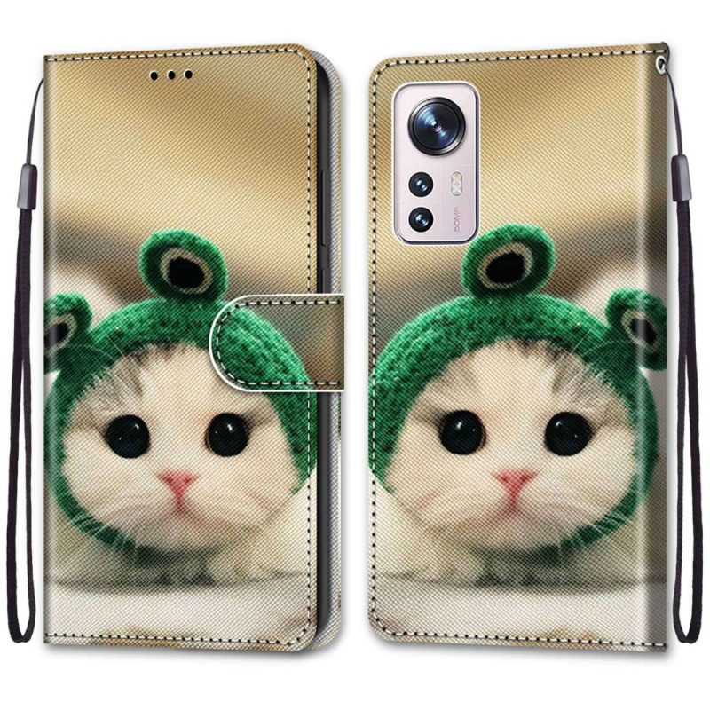 Custodia in pelle Xiaomi 12 / 12X Gatti Con Cordino