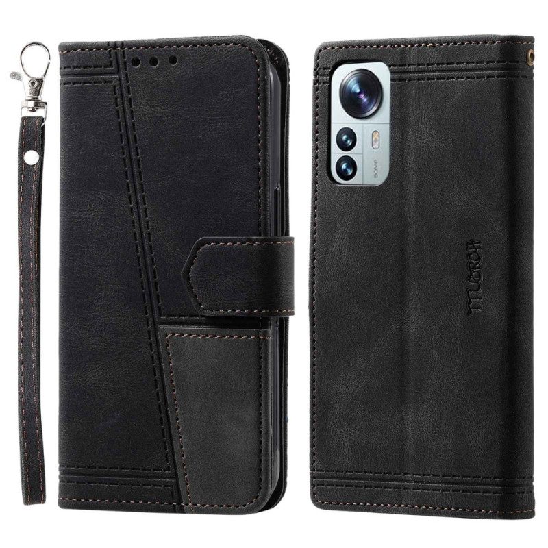 Custodia in pelle Xiaomi 12 / 12X Rfid Con Cordino