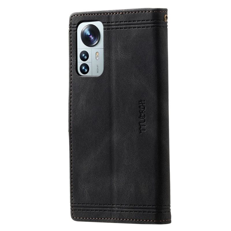 Custodia in pelle Xiaomi 12 / 12X Rfid Con Cordino