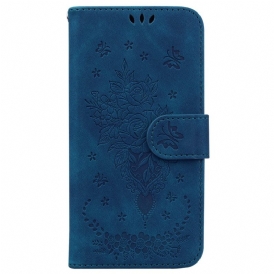 Custodia in pelle Xiaomi 12 / 12X Strappy Rose E Farfalle