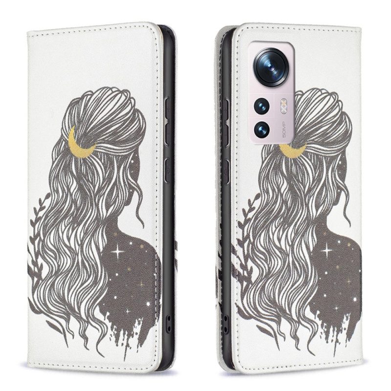 Folio Cover Xiaomi 12 / 12X Custodia in pelle Bei Capelli