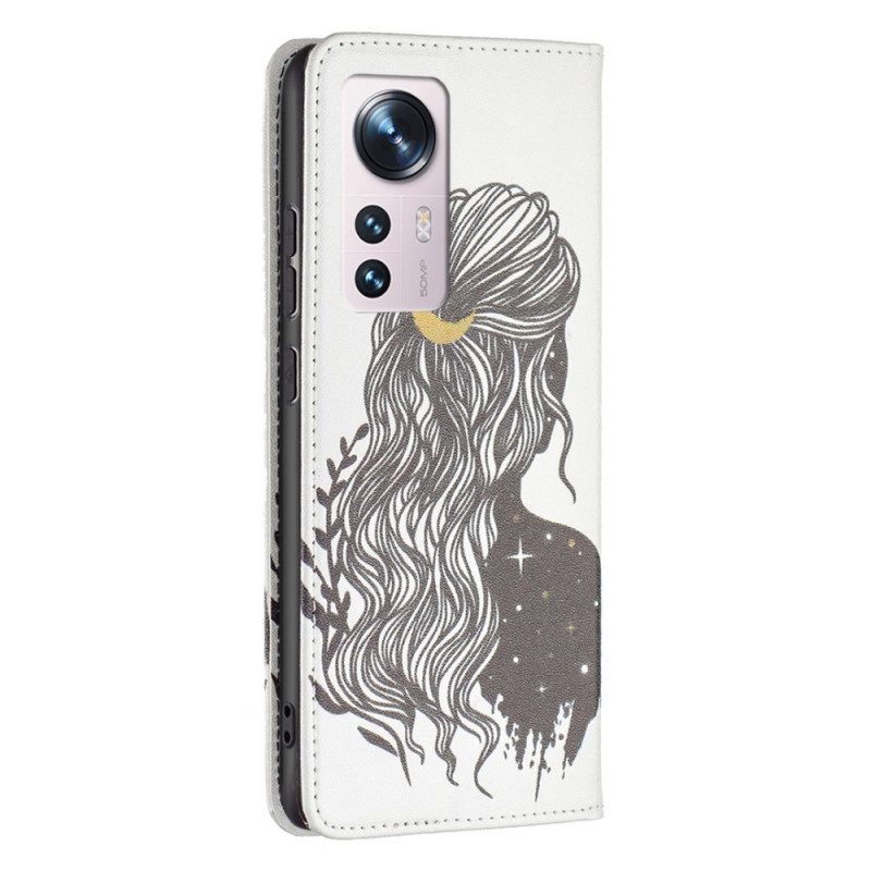 Folio Cover Xiaomi 12 / 12X Custodia in pelle Bei Capelli