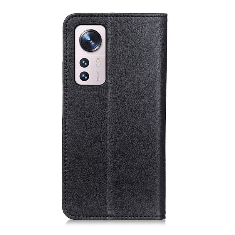 Folio Cover Xiaomi 12 / 12X Custodia in pelle Trama Di Cuoio Spaccato Di Litchi