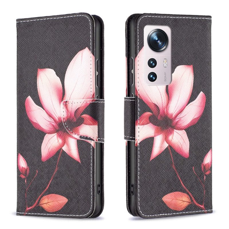 Folio Cover Xiaomi 12 / 12X Fiore Rosa