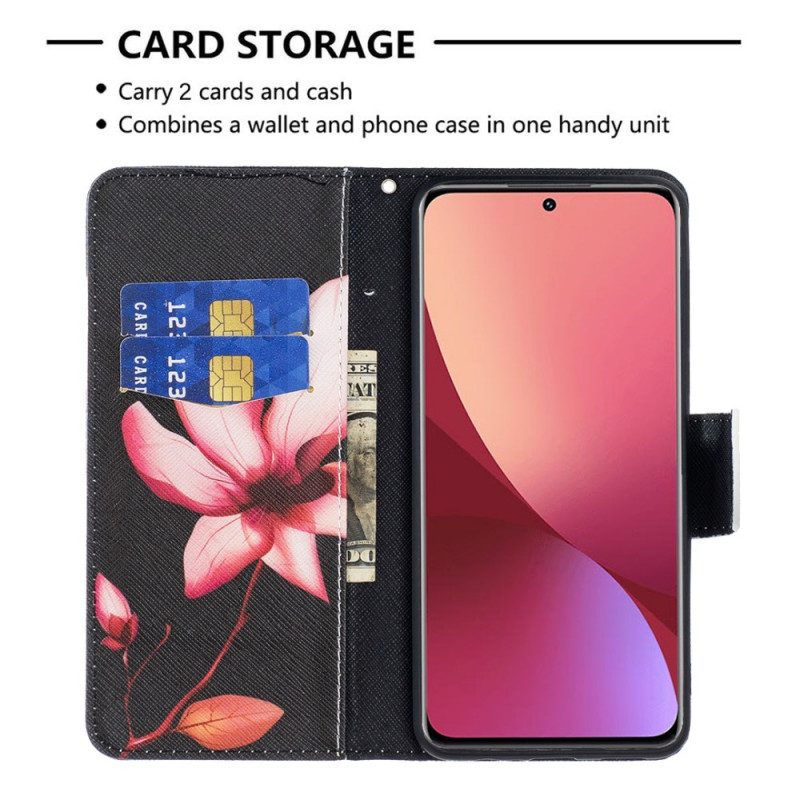 Folio Cover Xiaomi 12 / 12X Fiore Rosa