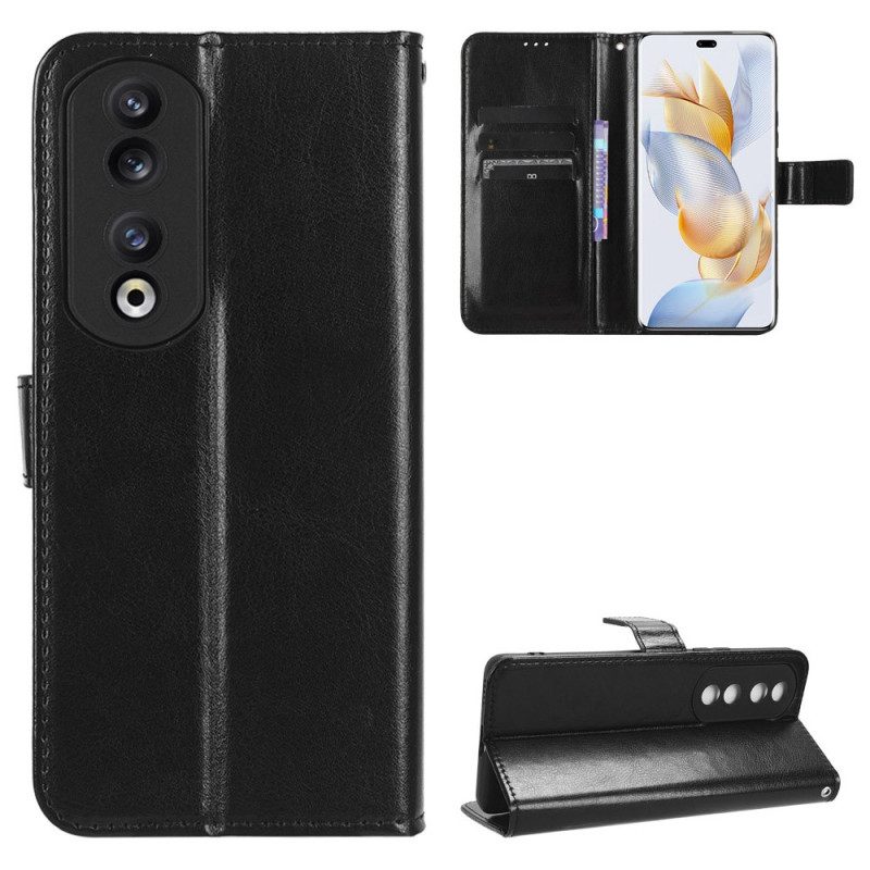 Custodia in pelle Honor 90 Pro Effetto Pelle Con Cinturino