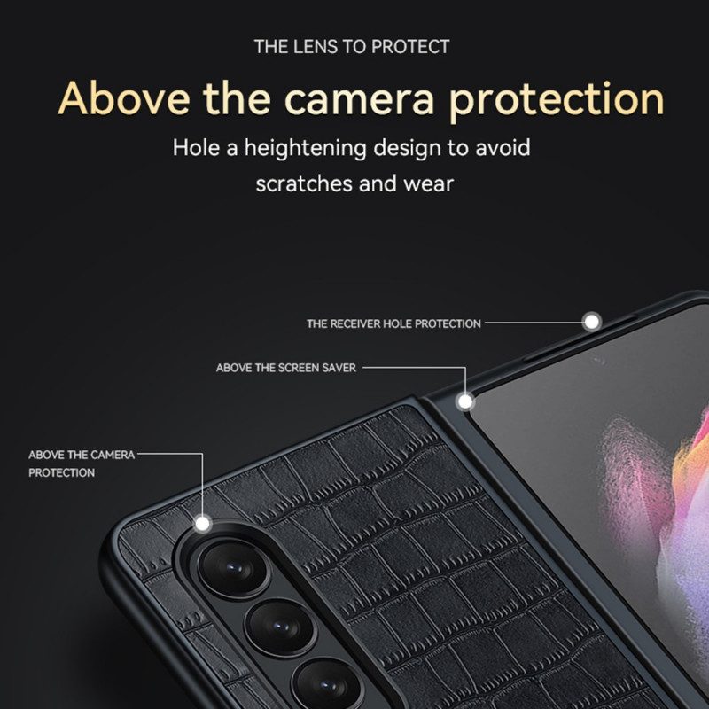 Cover Samsung Galaxy Z Fold 3 5G Pelle Di Coccodrillo Stile Sulada