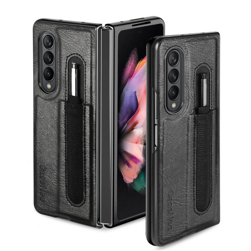 Cover Samsung Galaxy Z Fold 3 5G Porta Stilo In Pelle Stile Caseneo