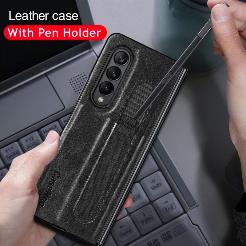 Cover Samsung Galaxy Z Fold 3 5G Porta Stilo In Pelle Stile Caseneo