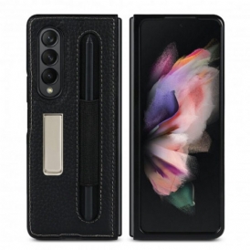 Cover Samsung Galaxy Z Fold 3 5G Supporto In Pelle Litchi