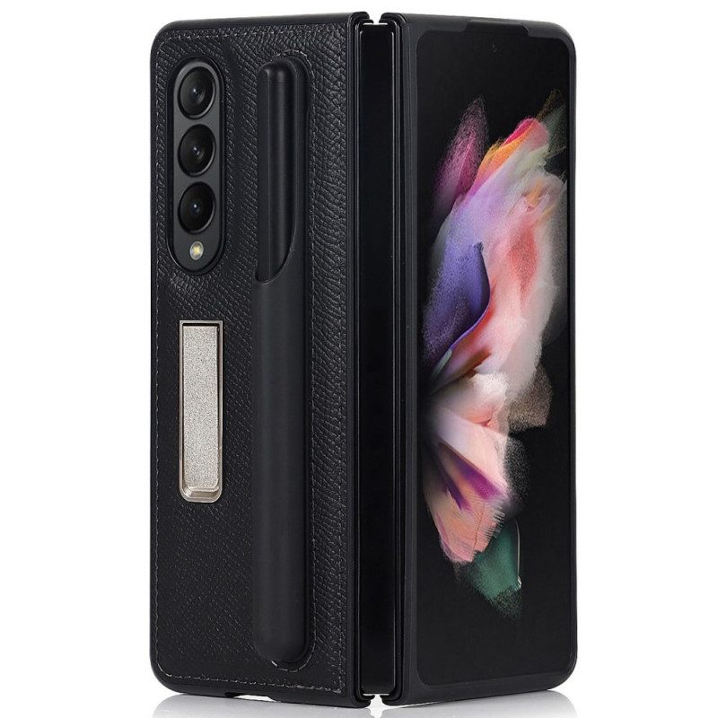 Cover Samsung Galaxy Z Fold 3 5G Supporto In Vera Pelle E Supporto Per Stilo
