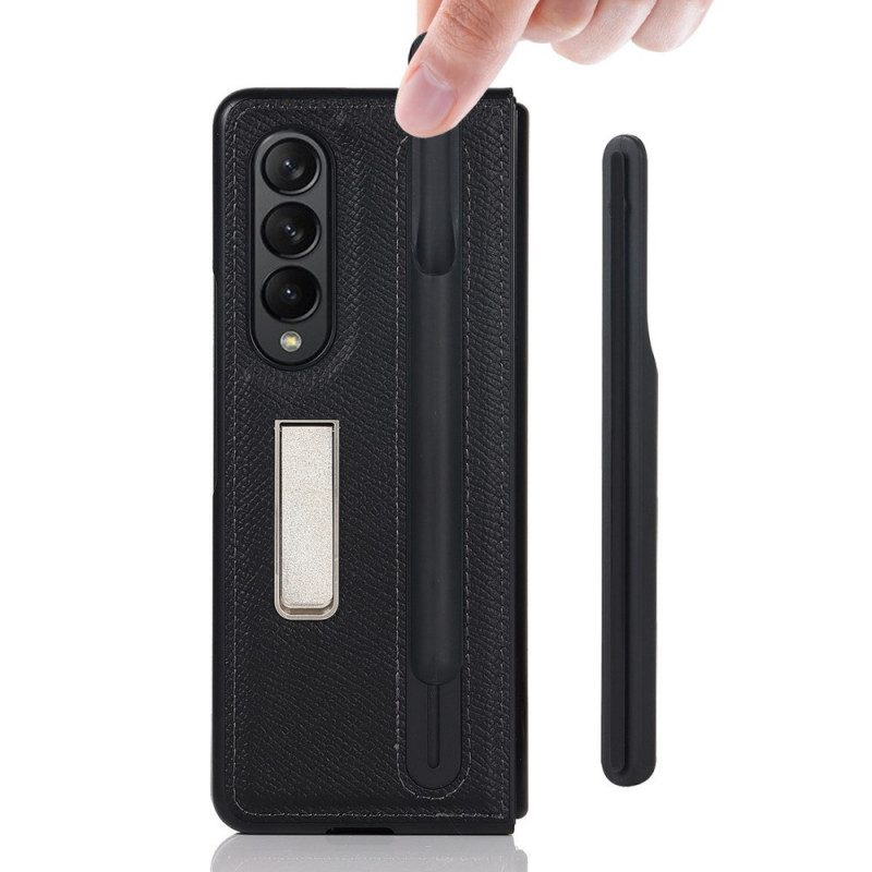 Cover Samsung Galaxy Z Fold 3 5G Supporto In Vera Pelle E Supporto Per Stilo