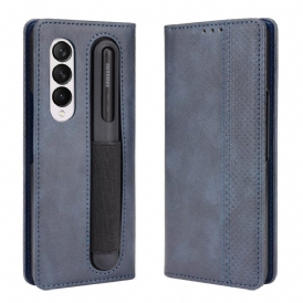 Custodia A Portafoglio Samsung Galaxy Z Fold 3 5G Portapennino Stilizzato Effetto Pelle