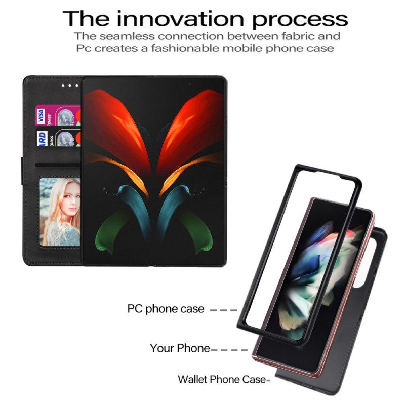 Custodia in pelle Samsung Galaxy Z Fold 3 5G Borsa Con Cordino