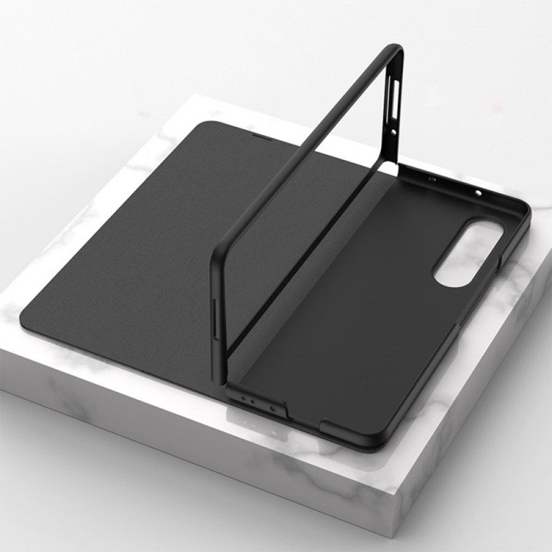 Folio Cover Samsung Galaxy Z Fold 3 5G Custodia in pelle Linea Pelle Vetro Temperato