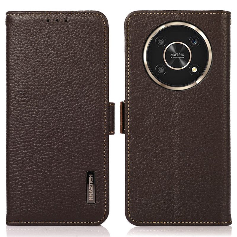 Custodia A Portafoglio Honor Magic 4 Lite 5G Vera Pelle Litchi Khazneh Rfid