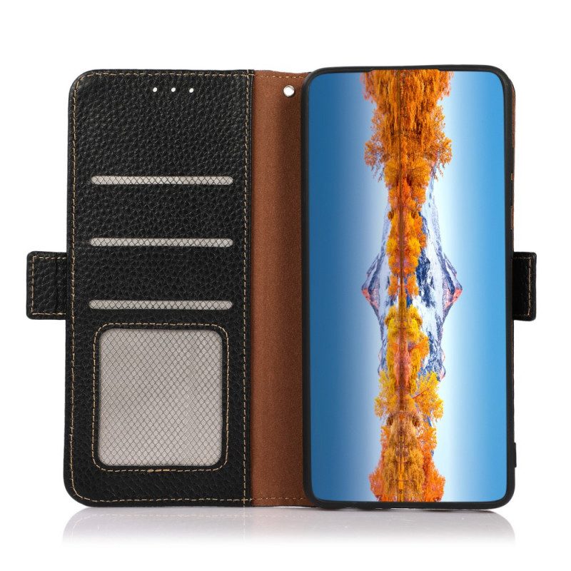 Custodia A Portafoglio Honor Magic 4 Lite 5G Vera Pelle Litchi Khazneh Rfid