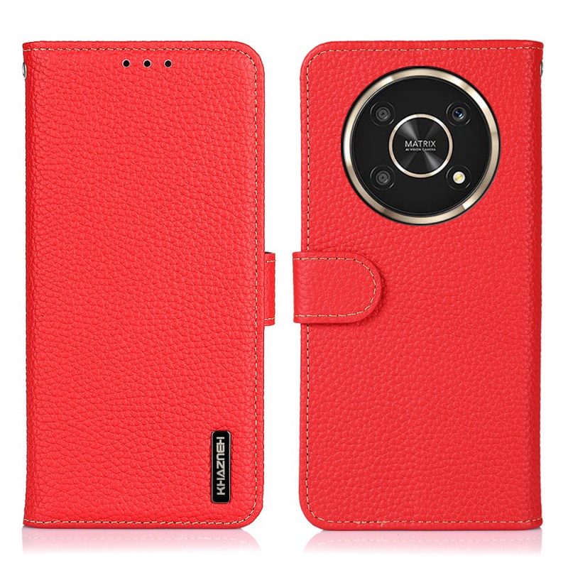 Custodia in pelle Honor Magic 4 Lite 5G Litchi In Vera Pelle Khazneh
