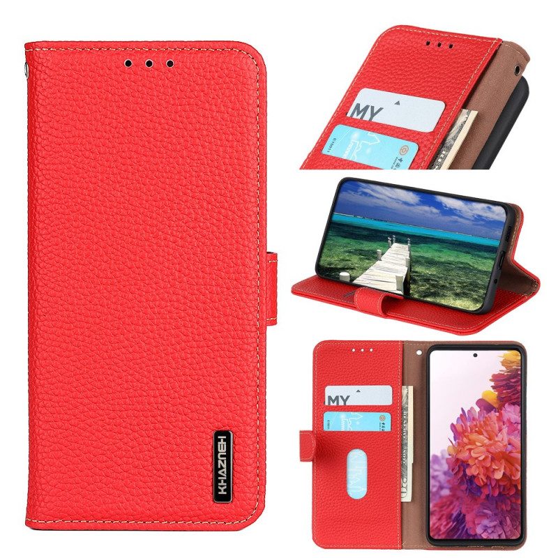 Custodia in pelle Honor Magic 4 Lite 5G Litchi In Vera Pelle Khazneh