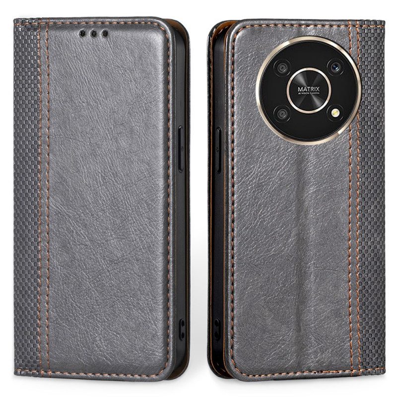 Folio Cover Honor Magic 4 Lite 5G Custodia in pelle Cuciture In Pelle Litchi
