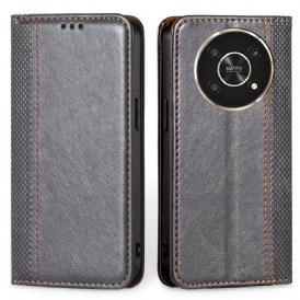 Folio Cover Honor Magic 4 Lite 5G Custodia in pelle Cuciture In Pelle Litchi