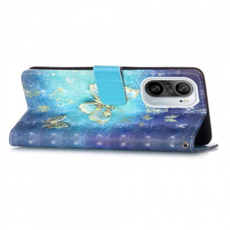 Custodia in pelle Xiaomi Mi 11i 5G Farfalle Dorate