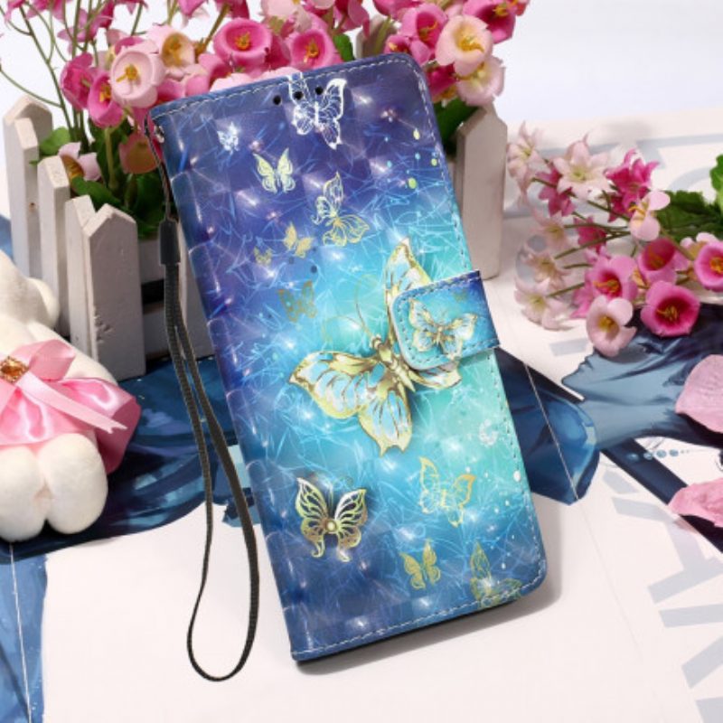 Custodia in pelle Xiaomi Mi 11i 5G Farfalle Dorate