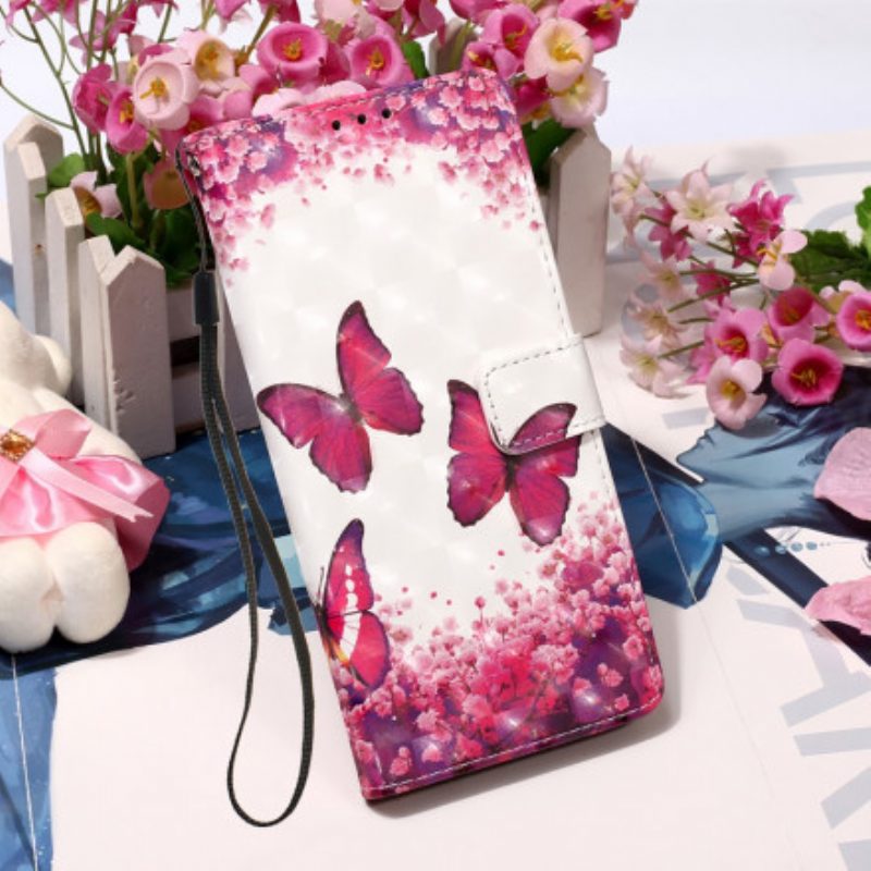 Custodia in pelle Xiaomi Mi 11i 5G Farfalle Rosse