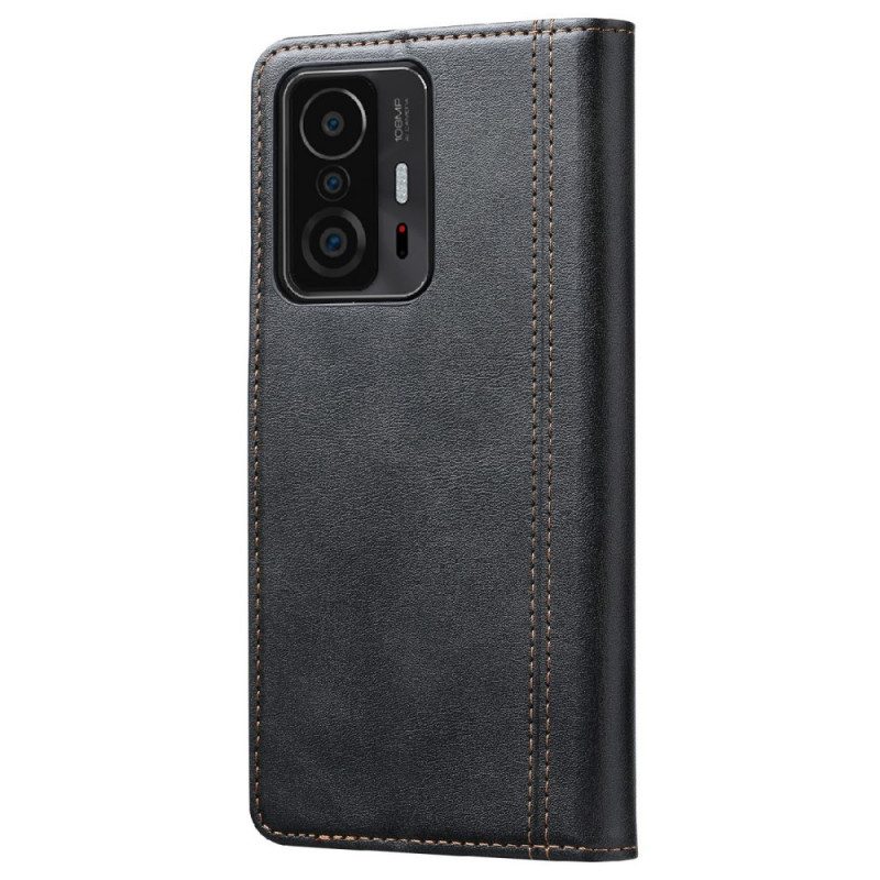 Custodia A Portafoglio Xiaomi 11T / 11T Pro Portacarte Frontale Effetto Pelle E Tracolla