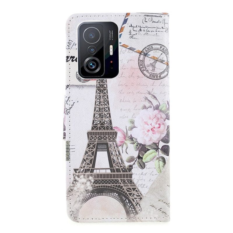 Custodia A Portafoglio Xiaomi 11T / 11T Pro Retrò Torre Eiffel