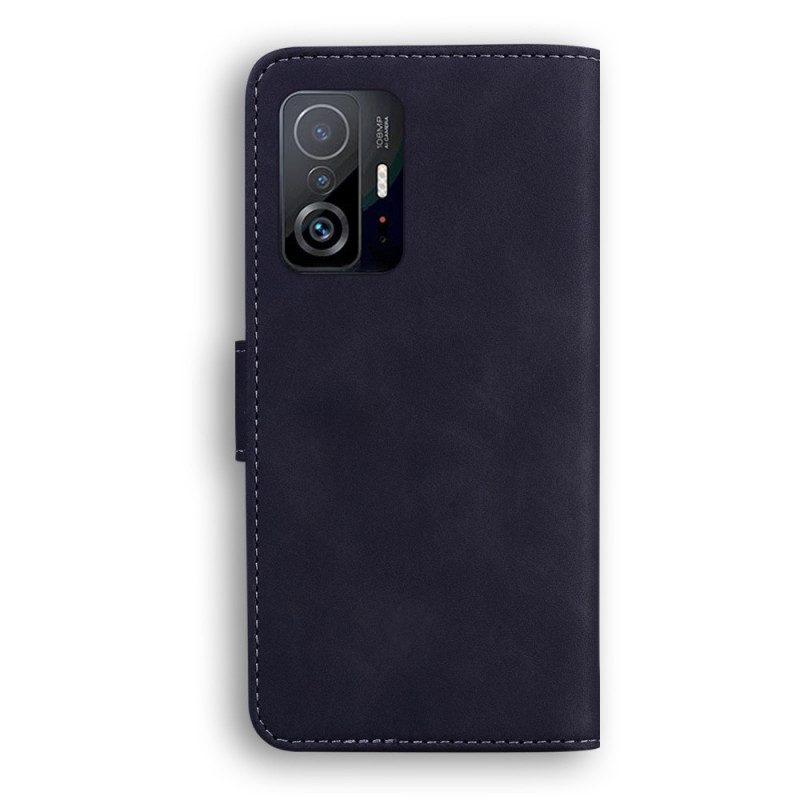 Custodia in pelle Xiaomi 11T / 11T Pro Effetto Pelle Monocromatica
