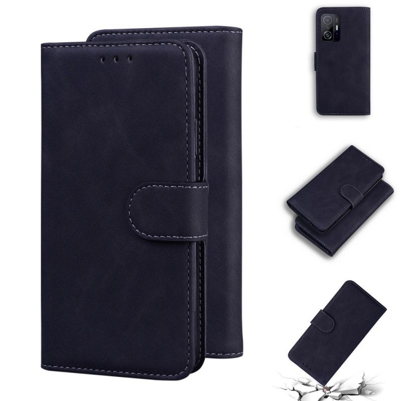Custodia in pelle Xiaomi 11T / 11T Pro Effetto Pelle Monocromatica