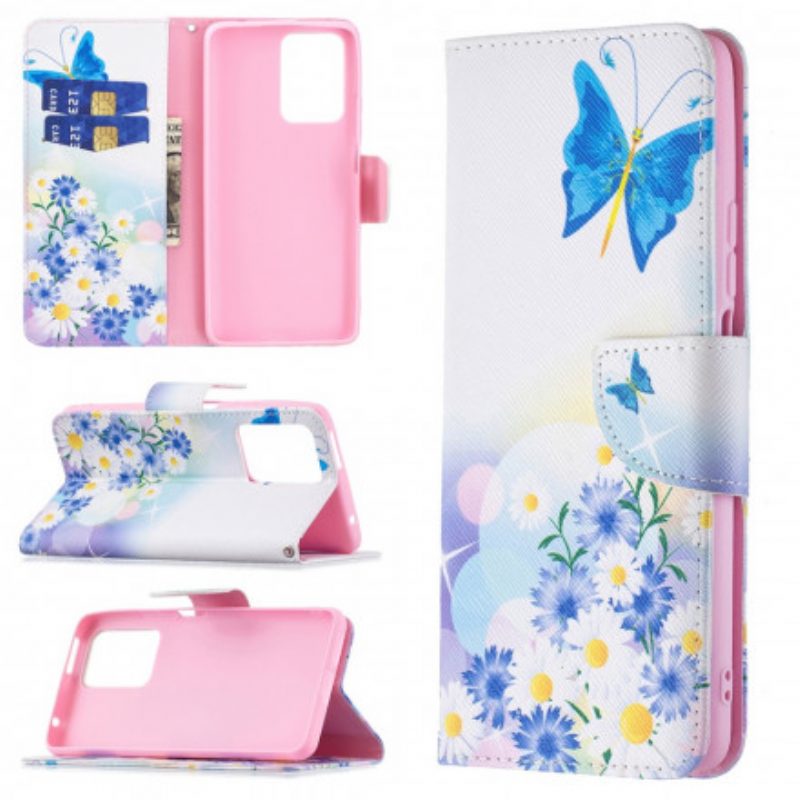 Custodia in pelle Xiaomi 11T / 11T Pro Farfalle E Fiori Dipinti