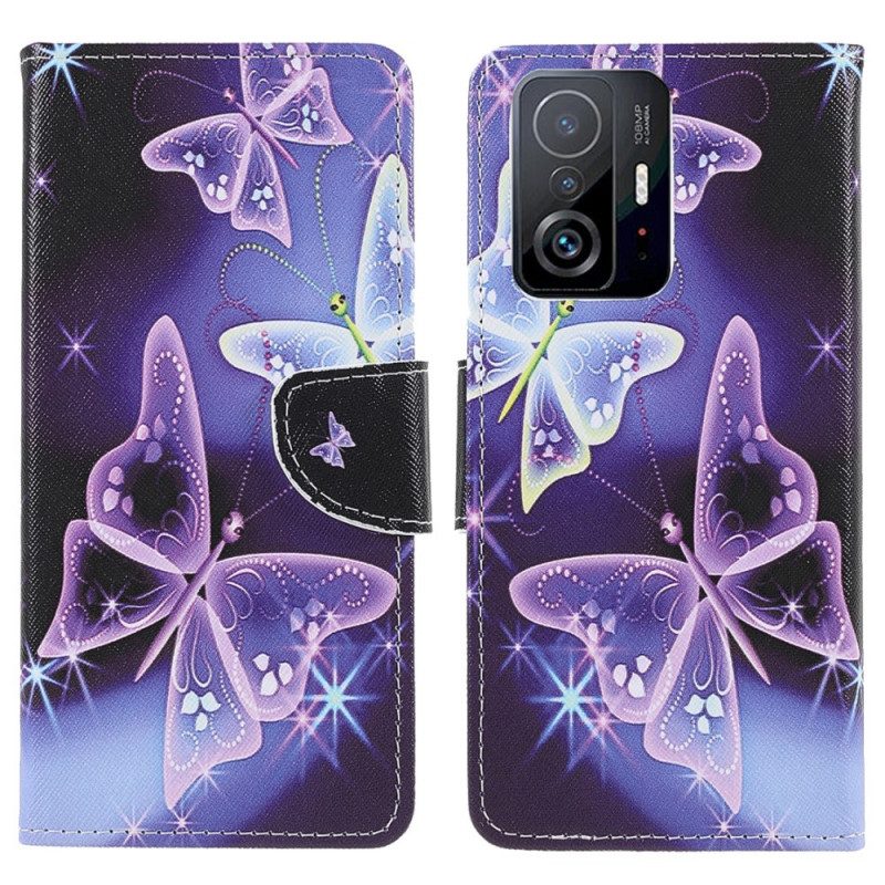 Custodia in pelle Xiaomi 11T / 11T Pro Farfalle Moderne