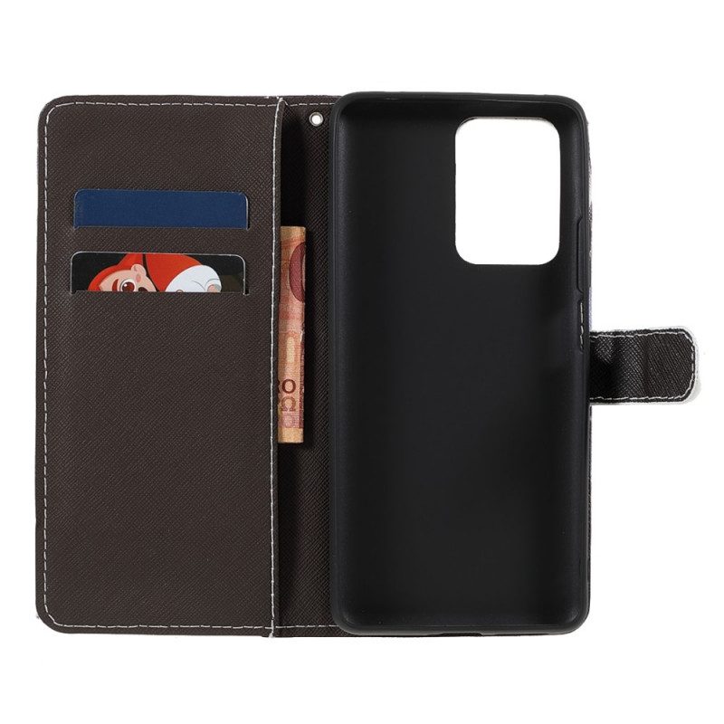 Custodia in pelle Xiaomi 11T / 11T Pro Lupo In Inverno Con Cordino