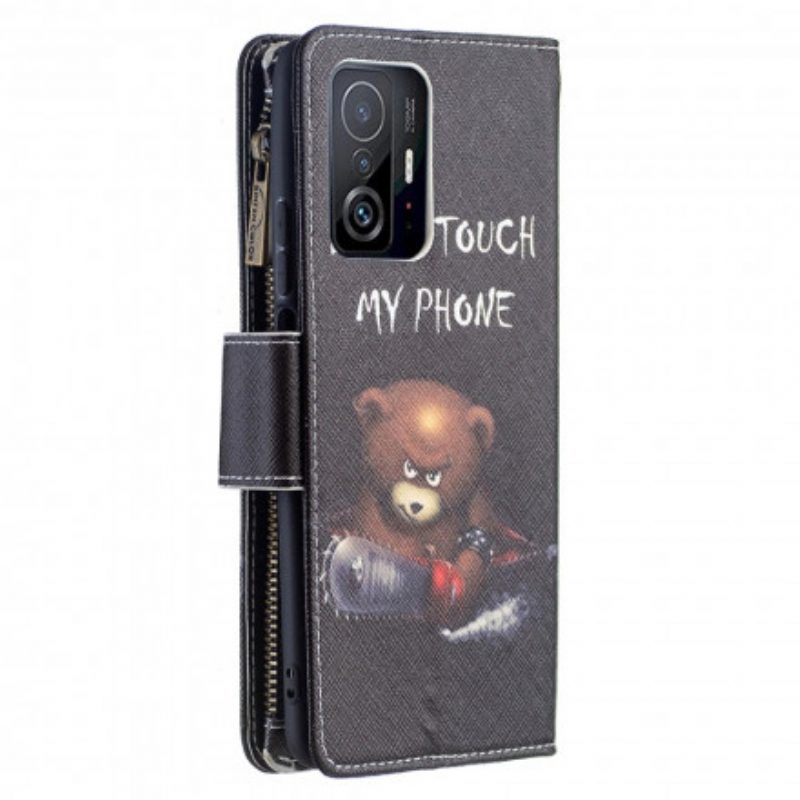 Custodia in pelle Xiaomi 11T / 11T Pro Orsetto Tascabile Con Cerniera