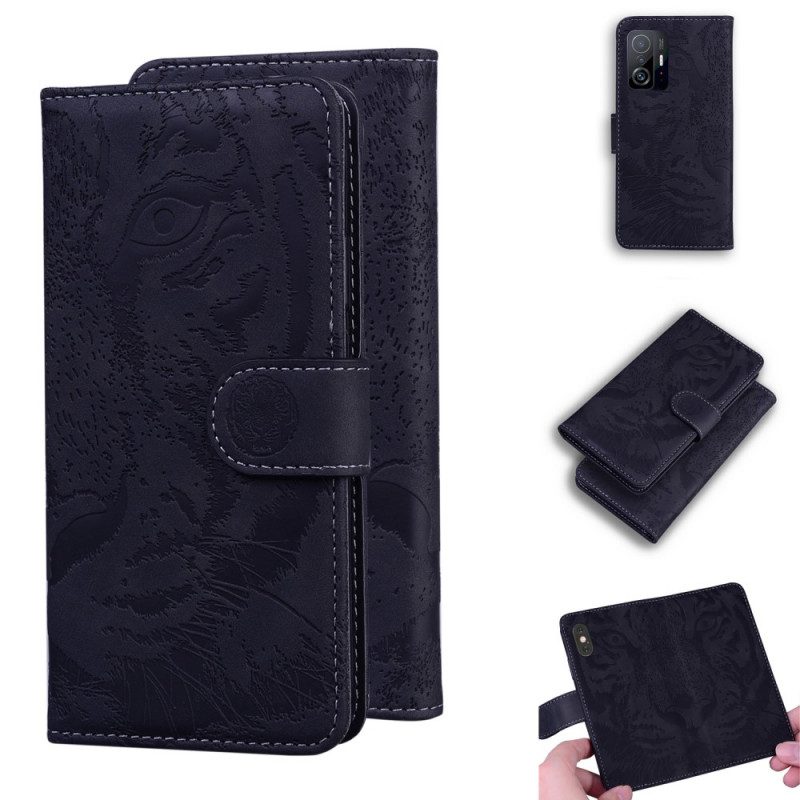 Custodia in pelle Xiaomi 11T / 11T Pro Stampa Faccia Di Tigre