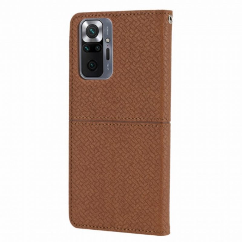 Custodia in pelle Xiaomi 11T / 11T Pro Stile In Pelle Intrecciata Con Cinturino