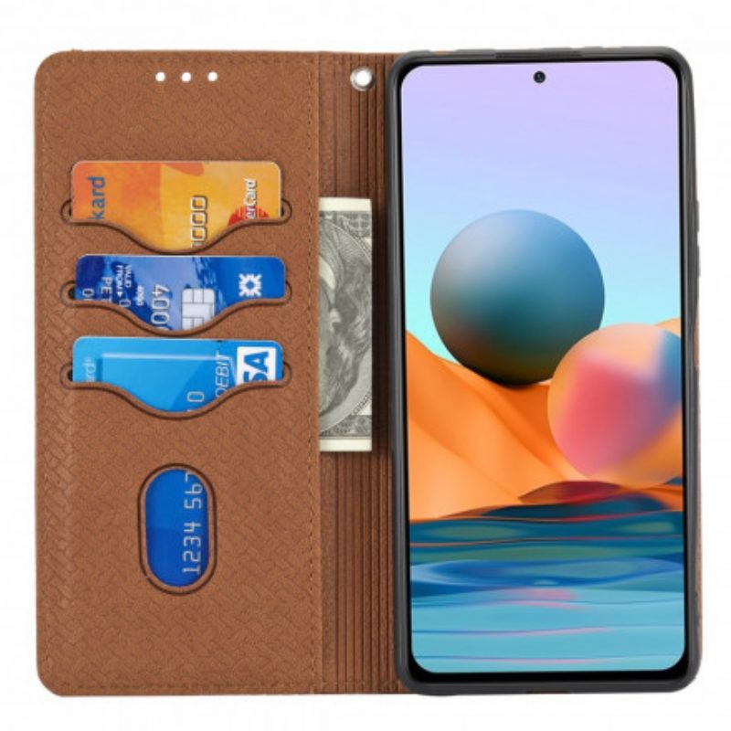 Custodia in pelle Xiaomi 11T / 11T Pro Stile In Pelle Intrecciata Con Cinturino