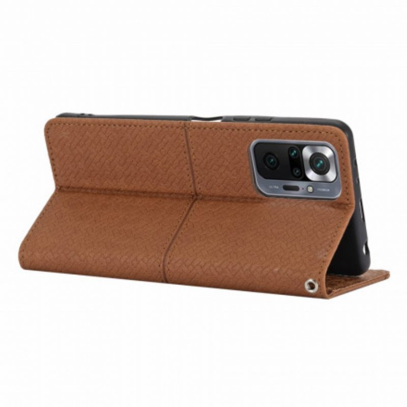 Custodia in pelle Xiaomi 11T / 11T Pro Stile In Pelle Intrecciata Con Cinturino
