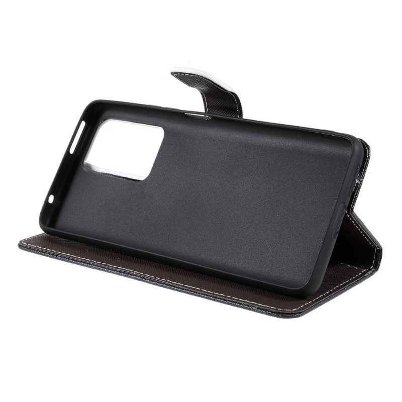 Custodia in pelle Xiaomi 11T / 11T Pro Strappy Occhi Di Gatto Nero