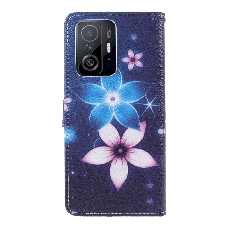 Folio Cover Xiaomi 11T / 11T Pro Cinturino Lunare Fiori