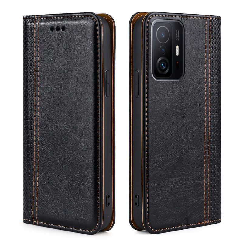 Folio Cover Xiaomi 11T / 11T Pro Custodia in pelle Cuciture In Pelle Crosta Litchi