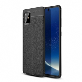Cover Samsung Galaxy Note 10 Lite Doppia Linea Litchi Effetto Pelle