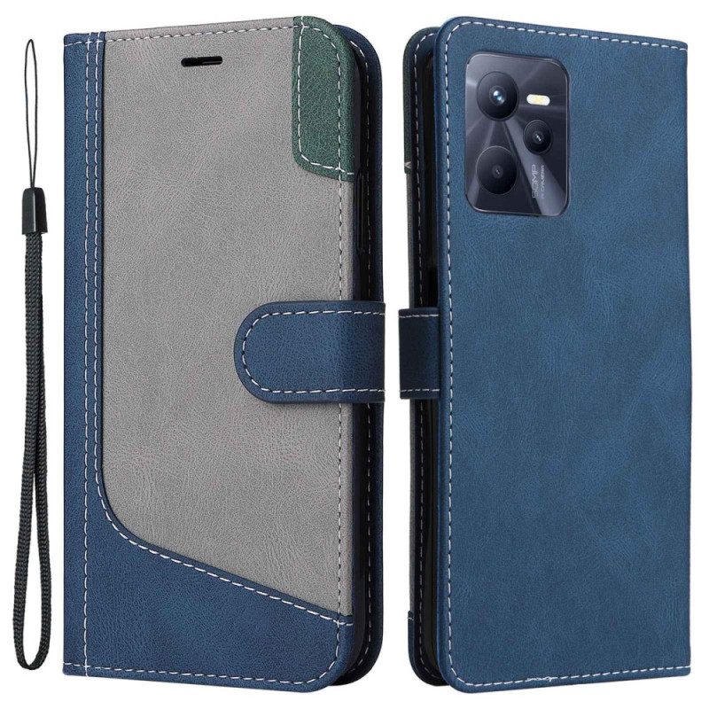 Folio Cover Realme C35 Strappy Effetto Pelle Tricolore